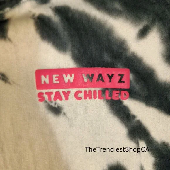 (NWOT) H&M Printed Tie-Dye Black & White Hoodie - Picture 7 of 8